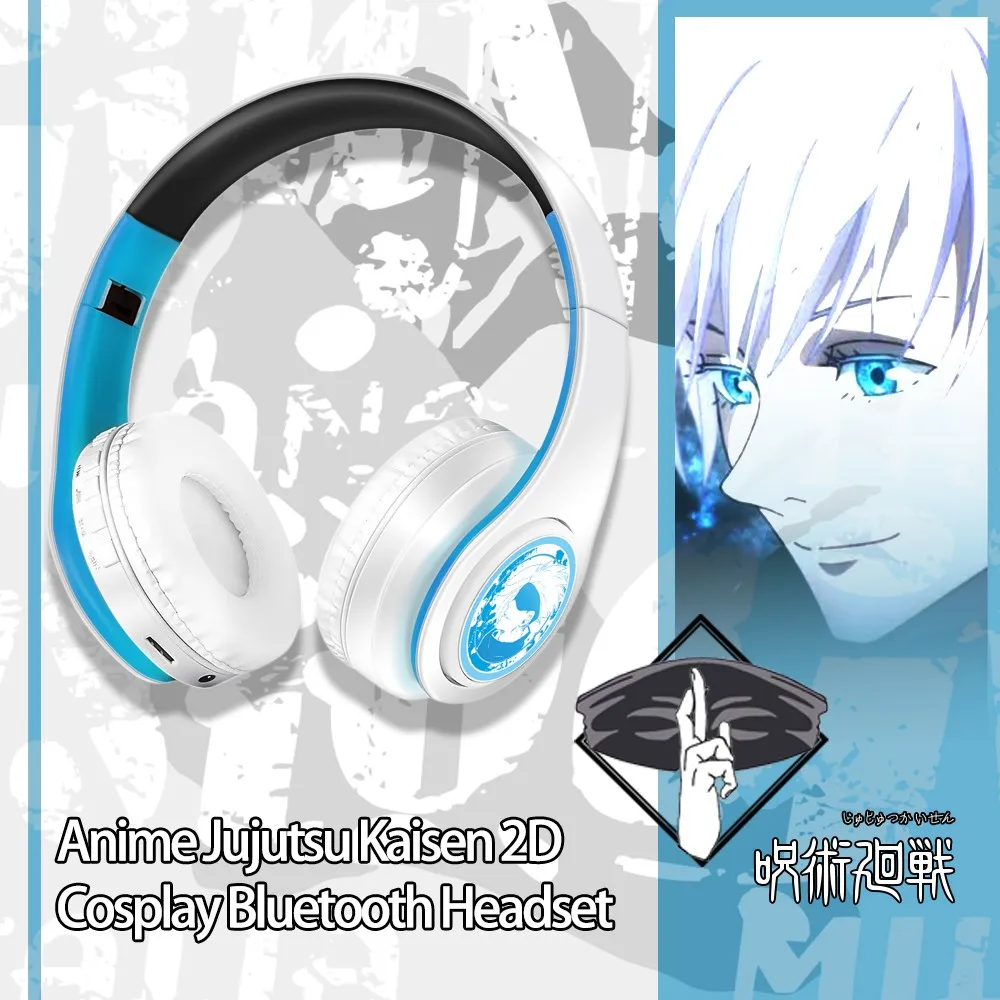 Auriculares para Juegos Cosplay Anime Jujutsu Kaisen Gojou Satoru, Auriculares Bluetooth, Regalo, con Ranura para Tarjeta y Radio FM para IOS y ANDROID - AliExpress - Imagen 4