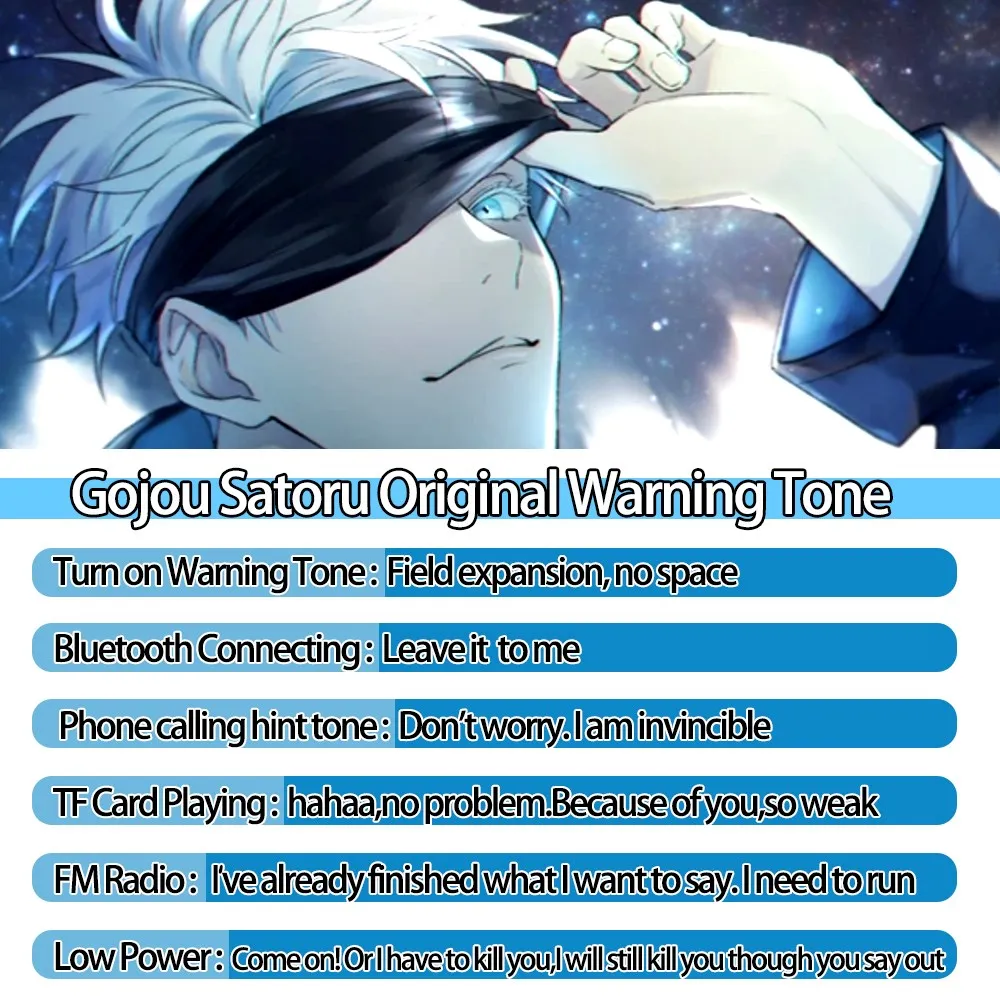 Auriculares para Juegos Cosplay Anime Jujutsu Kaisen Gojou Satoru, Auriculares Bluetooth, Regalo, con Ranura para Tarjeta y Radio FM para IOS y ANDROID - AliExpress - Imagen 5