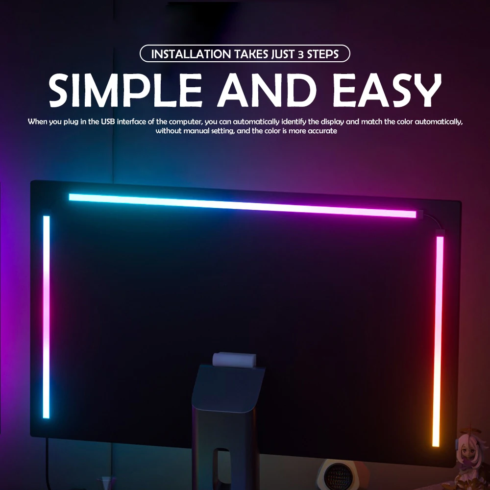 Tira de luces RGB para videojuegos, Monitor con retroiluminación, pantalla LED, sincronización de PC, pantalla de ambiente, aplicación, sincronización de música, decoración, sala de juegos, fiesta - Imagen 4