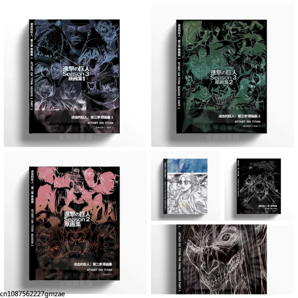 Attack on Titan Temporada 1/2/3/juego de arte Original final colección álbum de pintura Eren Yeager Mikasa Aekerman libro de arte Jin Ji Ju Ren - AliExpress