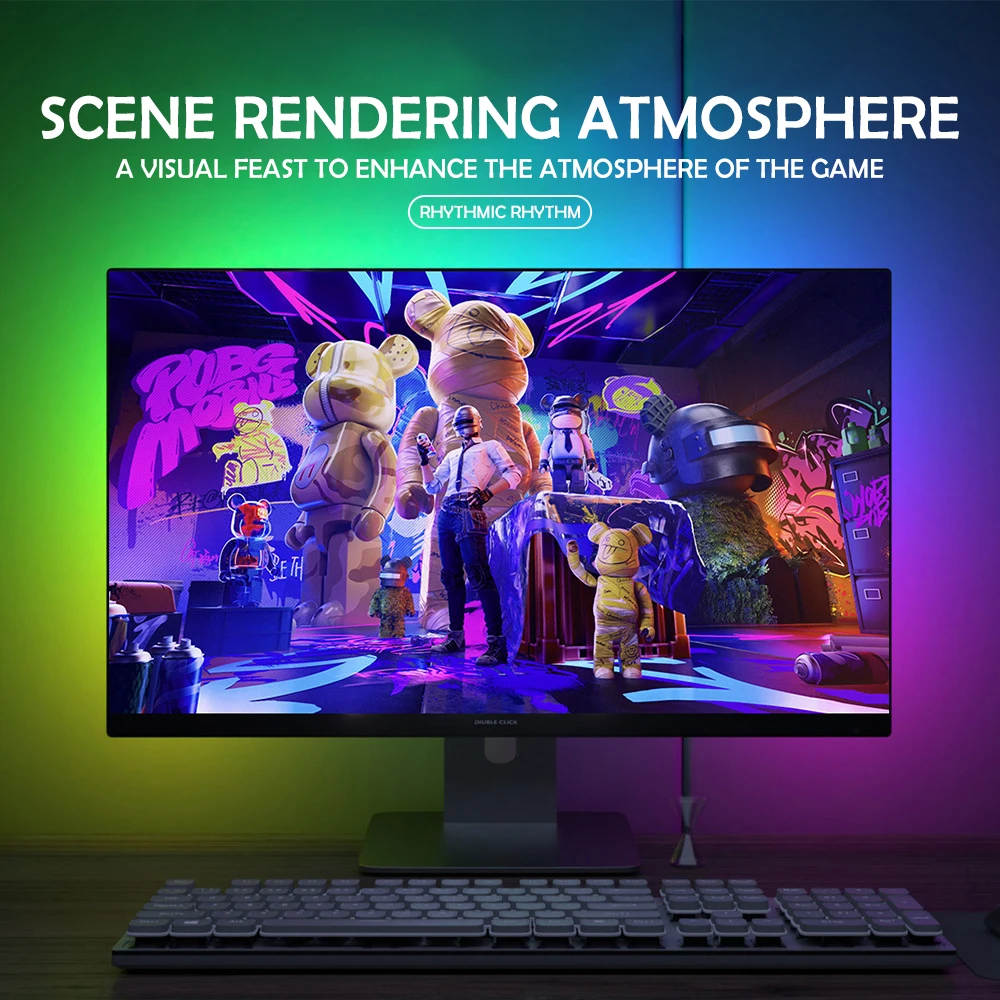Tira de luces RGB para videojuegos, Monitor con retroiluminación, pantalla LED, sincronización de PC, pantalla de ambiente, aplicación, sincronización de música, decoración, sala de juegos, fiesta - Imagen 3