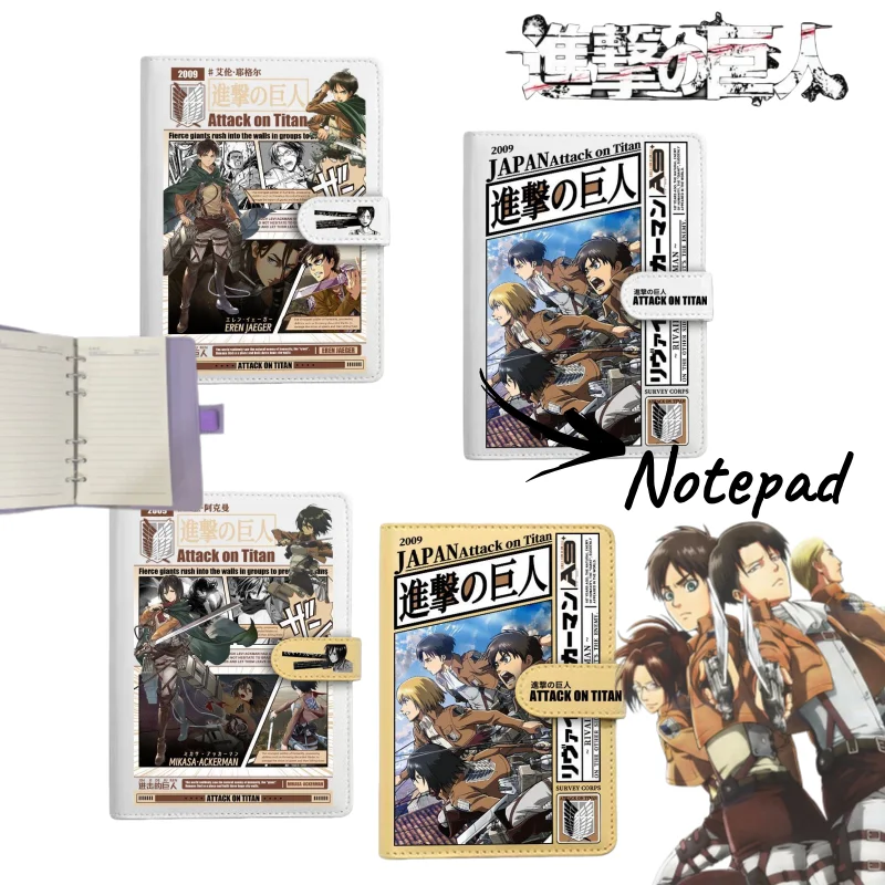 Nuevo ataque a los Titanes Eren Yeager Mikasa Ackerman patrón de dibujos animados elegante cuaderno de alto valor planificador extraíble grueso para estudiantes - AliExpress