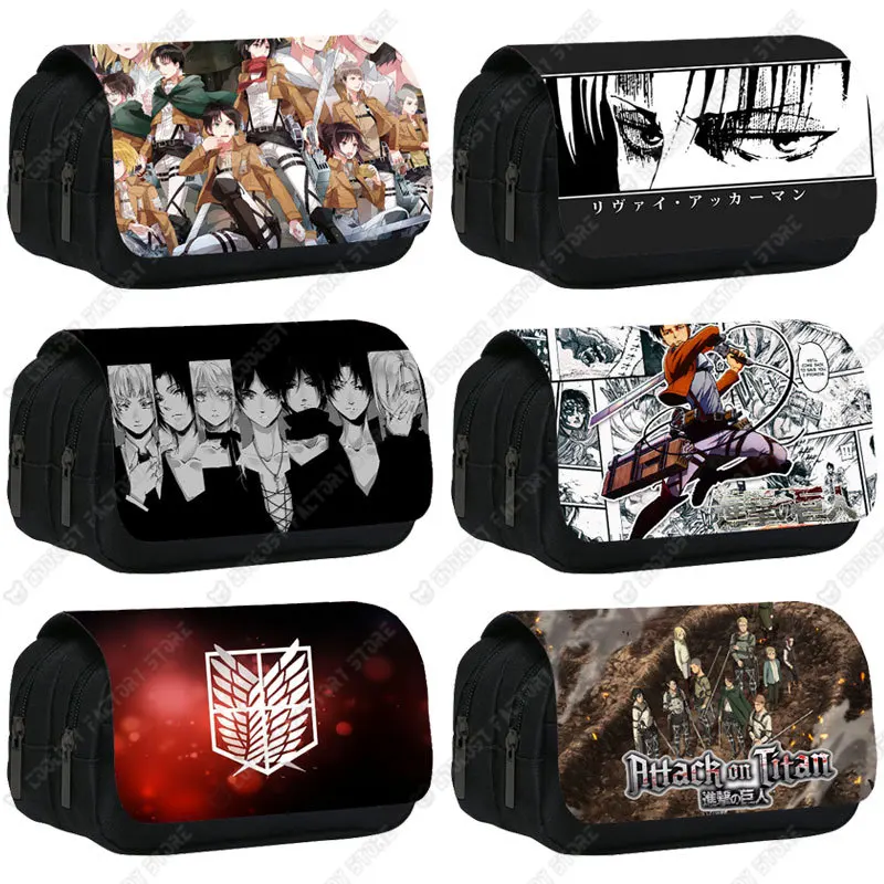 Estuche de cosméticos de Anime Attack on Titan, bolsa de bolígrafo Shingeki No Kyojin, bolsa de lápices Levi Eren, caja de lápices, portalápices, estuches escolares - AliExpress