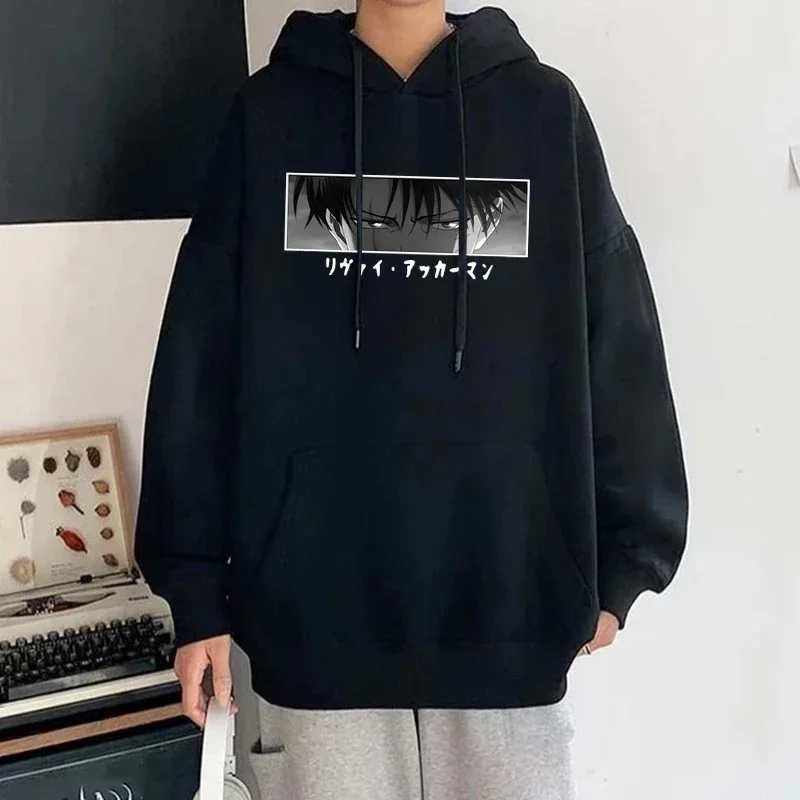 Nuevas sudaderas con capucha para mujer, Tops con estampado de Anime Attack on Titan Levi Ackerman, sudaderas informales Harajuku, Jersey holgado, moda Unisex - Imagen 2