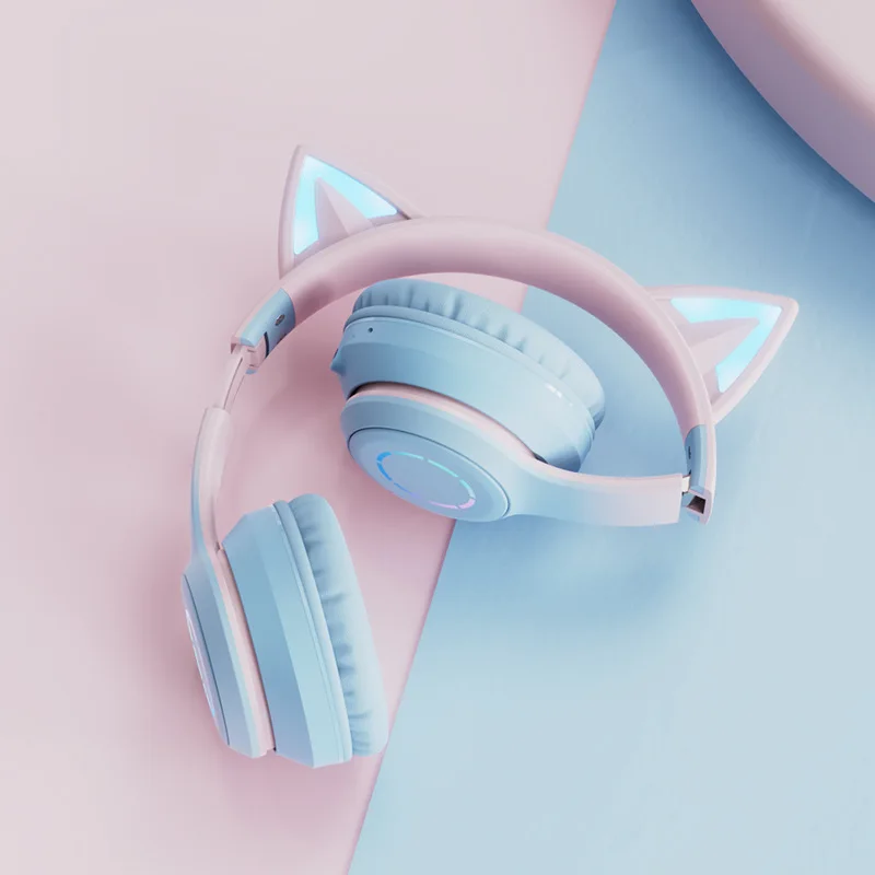 Auriculares con Orejas de Gato, Bluetooth 5.1, Inalámbricos, con Luz RGB, Micrófono Desmontable, Controladores Estéreo de 40 mm, para Juegos, Llamadas y Música - AliExpress - Imagen 2