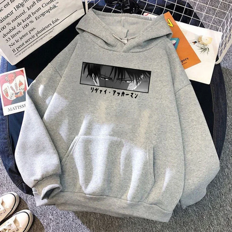 Nuevas sudaderas con capucha para mujer, Tops con estampado de Anime Attack on Titan Levi Ackerman, sudaderas informales Harajuku, Jersey holgado, moda Unisex - Imagen 3
