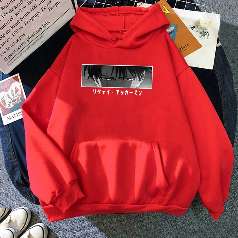 Nuevas sudaderas con capucha para mujer, Tops con estampado de Anime Attack on Titan Levi Ackerman, sudaderas informales Harajuku, Jersey holgado, moda Unisex - Imagen 6