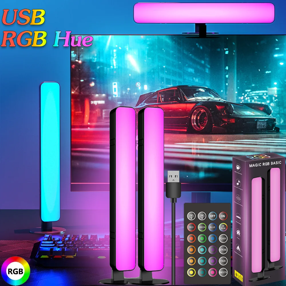 Barra de luz LED USB, luz de recogida RGB, lámpara de ambiente de escritorio, retroiluminación de TV, sincronización de música, lámpara ambiental, Control remoto para sala de juegos - AliExpress