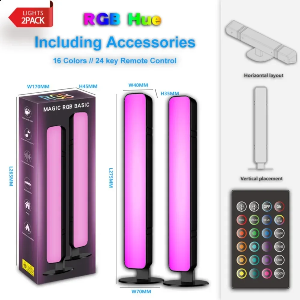Barra de luz LED USB, luz de recogida RGB, lámpara de ambiente de escritorio, retroiluminación de TV, sincronización de música, lámpara ambiental, Control remoto para sala de juegos - AliExpress - Imagen 2