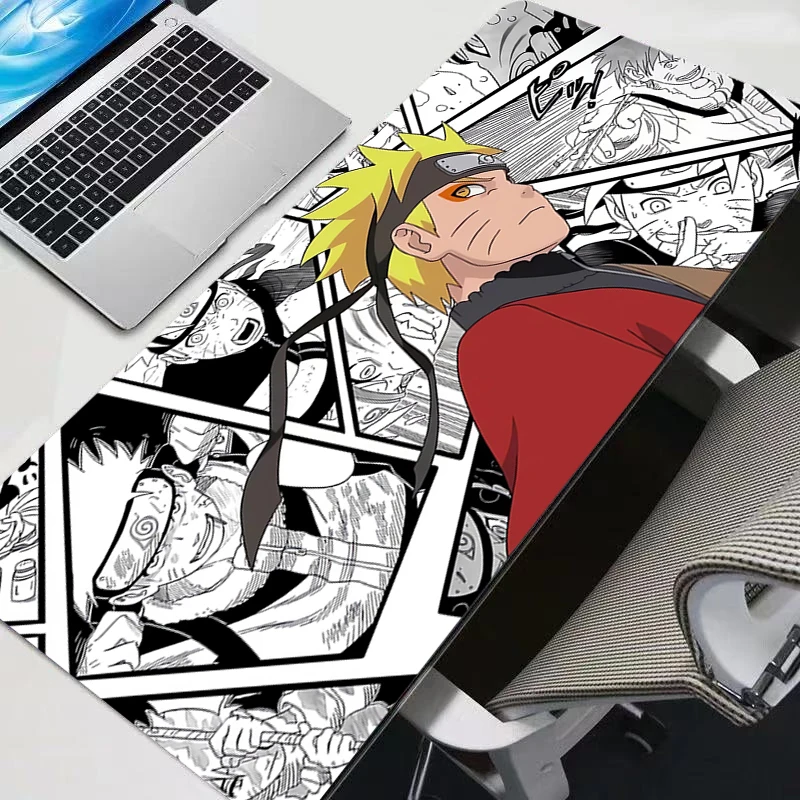 Alfombrilla de ratón para Gamer, alfombrilla de ratón para ordenador portátil de oficina, alfombrillas de ratón de Anime Naruto Uzumaki, alfombrilla de escritorio en blanco y negro, alfombrilla de goma HD para teclado, regalos - AliExpress