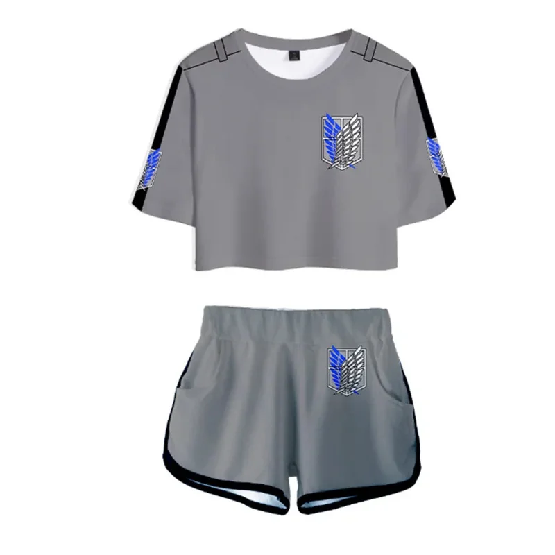 25COSAnime Titans Attack Cosplay Attack on Titans ropa pijamas Crop camiseta pantalones cortos Levi manga mujer chaleco tela de ataque gigante - AliExpress