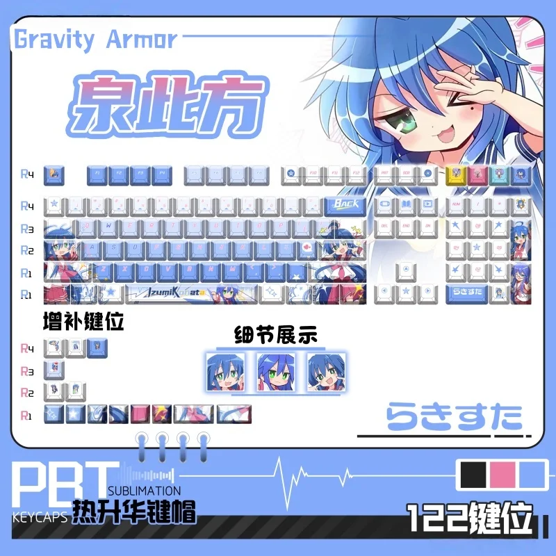 Lucky Star-teclas con tema cómico de Anime, perfil de cereza, teclados mecánicos Pbt, colecciones de dibujos animados, lindos regalos navideños - AliExpress